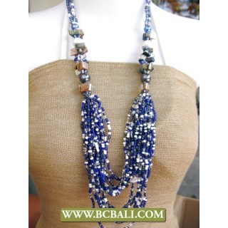 Bcbali Blue Squins Layered Necklaces mixed Shells